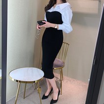 미나그램 여성용 루아드 셔츠 레이어드 원피스