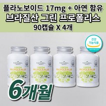 브라질 그린 프로폴리스 아연 면역력 높이는 면역 세포 보호 환절기 기관지 코 목 잇몸 건강 만성염증 목속염증제거 염증보조제 체력저하 노화예방 염증 에좋은 항산화제 영양제 90캡슐, 4개