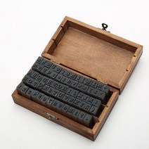 다이어리스탬프 꾸미기 도장 알파벳스탬프 우드 손글씨 케이스, 맞춤체 70매 박스 레드 인니