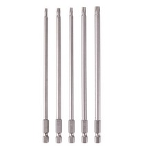 드릴비트 합금강 마그네틱 할로우 Torx 헤드 스크루 드라이버 드릴 비트 세트 T10-T30 도구 육각 S2 150mm 1/4 인치 6.35mm 5 개, [01] 150mm, [01] 5Pcs