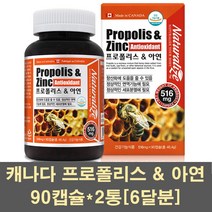 네추럴라이즈 비프로폴리스 프로폴리스 아연 원액 플라보노이드 항산화 항염 영양제 캡슐 캐나다, 2통, 90캡슐