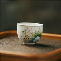 손으로 그린 복숭아 새언니생일선물 예비시어머니선물 언니결혼선물 친구결혼선물 보이차다기세트, 연꽃 컵