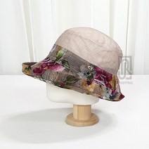 중년 여성 모자 엄마 할머니 꽃 체크 플라워 꼼비 꺽쇠벙거지 버킷햇 봄여름