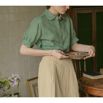 소공녀풍 라운드카라넥 복고스타일 체크패턴 블라우스 걸리쉬룩 여자봄옷 데이트룩 데일리룩