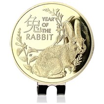 골프볼마커 이니셜볼마커 골프공마킹 수평볼마커마그네틱 골프 모자 클립 마커 있는 공 마크 토끼의 해 황, 01 1pc