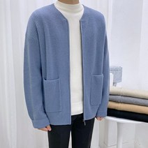 애드매이브 남자 캐시미어 라운드 니트 집업 가디건 5컬러