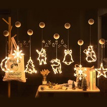 (건전지 포함) 크리스마스 조명 장식 오너먼트 유리 창문 타일 부착식 무드등, 루돌프