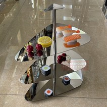 3단 접시트레이 케익스탠드 디저트 카페진열 케이터링, 스테인레스 스틸 색상