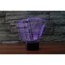 악기모양 3D 입체 아크릴 테이블 조명 기타 무드등 합주실 음악 연습실 꾸미기 소품 야간 음표 드럼 피아노 침대 옆 램프 터치 스위치, W.아코디언-196x186mm