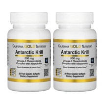 캘리포니아골드 뉴트리션 남극 크릴 새우 오일 오메가3 아스타잔틴 500mg 30캡슐 2통, 1개, 기본