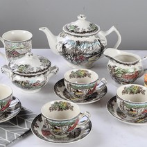 영국 존슨브라더스 찻잔 티팟 다기 세트 프렌들리빌리지, 소금후추통