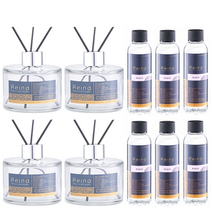 레이나퍼퓸 공병4개+리필150mlx6+스틱6세트+선물박스, 투명병4개_자몽6개