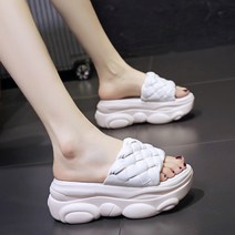 자칠 키높이 7cm 위빙 스트랩 여성 미용실 학교 학원 슬리퍼