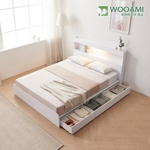 우아미가구 모노 피크 LED 수납침대 슈퍼싱글 퀸 킹, 화이트