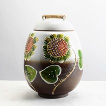 비채 투톤 해바라기 쌀통 쌀독 10KG 소금항아리
