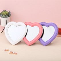 하트 탁상 거울 화장대 테이블 인테리어 감성 소품 메이크업 스탠드 거울 벽걸이 장식, 레드