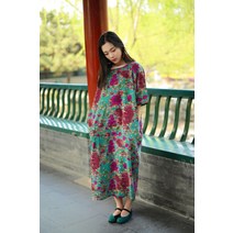 여성 원피스 롱 린넨 플러스사이즈 데일리 편안한 외출복 편안한 시원한 여자 여름의류 인박카018