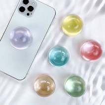 Linkvu 오로라 컬러구슬 반구 3D 투명 입체 폰톡 스마트톡 그립톡 거치대 홀더, 오로라_반구투명폰톡, 투명구름