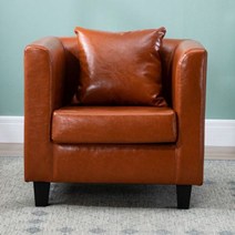 이태리 천연 통 가죽소파 싱글 소파 가죽 소형 평형 2인용 3인용 침실 호텔 심플 현대 열, 연한 갈색 가죽 싱글 72c