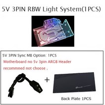 저렴한 Bykski NVIDIA 지포스 RTX3080 3080Ti FE 파운더스 에디션 그래픽 카드용 워터 쿨러 풀 커버 블록, 02 5V RBW Sync MB