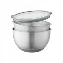 락앤락 3 in 1 스텐 믹싱볼 채반 뚜껑 보관 3p 세트 24cm CKB01, 없음