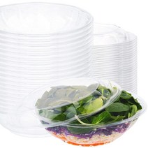 Stock Your Home 1.9L(64온스) 투명 플라스틱 샐러드 그릇 뚜껑 포함 일회용(10팩) 과일 점심 식사 준비 아사이 테이크아웃 파티 용기 스냅 온 엑스트라 라지, 64온스 / 10 카운트
