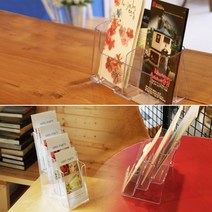 A6 N단 홍보 안내 책자 인쇄물 꽂이 스탠드 벽 걸이 부착 카달로그 문서 서류 파일 거치 스탠드 보관 수납 정리 쇼케이스 잡지 책 브로셔 광고 알림 소개 병원 은행 디피, 제품선택, 2단