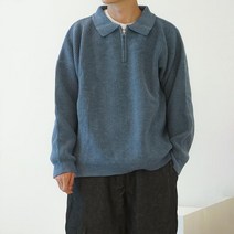 남자 오버 카라 미니멀 반집업 하프 니트 스웨터 4color