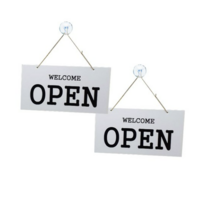 오픈 클로즈 블랙 + 화이트 안내 표지판 양면용, OPEN, CLOSED, 6개