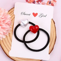 헤어밴드 하트 머리끈 똥 여성 스크런치 헤어 머리 끈 밴드 테일 하트