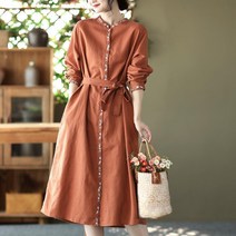 여성 린넨 원피스 빅사이즈 a라인 가디건원피스 캐주얼 여자 봄 여름 가을 긴팔 롱원피스 linen dress women JX0231