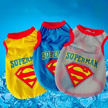 펫라이엇 1+1 강아지옷 고양이 슈퍼맨 나시 티셔츠 실내복 외출복 S-XL, 세트03_그레이+블루