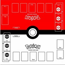 포켓몬 플레이매트 PTCG 액세서리 카드 테이블 게임 카드 패드 타카라 토미 보드게임 무료, 프리사이즈 + 화이트+레드 영문 듀오