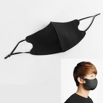 코튼원단 연예인 입체 마스크 끈조절 블랙 패션마스크