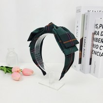 그린 블레어 체크 왕리본 헤어밴드