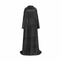 담요 소매 주머니 입는 벨크로 이불 러그 극세사, 150x180CM 네이비 블루