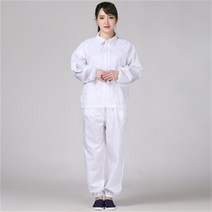 Ogfaour 여름작업복상의 제전분체복 화이트지퍼 쇼트 워크 가을 방진복 무진복 제전복 정전기 방지, 화이트 세트_M, 1개