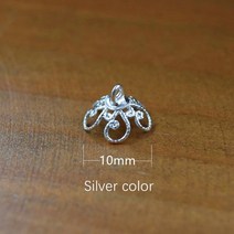 비즈공예 원석 50pieces 8.5mm 9mm 10mm 꽃 비즈 캡 펜던트 커넥터 쥬얼리 액세서리 DIY 재료 수제 보석 결, 04 No1 silver color