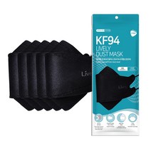 (5매입) 라이블리 KF94마스크 대형 화이트 블랙 5매입 포장 30매 마스크인쇄 황사방역 마스크제작 얼큰이용, 30매(5매입-블랙)
