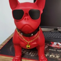 불독 블루투스 스피커 인테리어 선글라스불독 강아지블투, 레드, 34cm