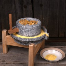 맷돌 돌 연삭 수동 두유만들기 콩 가는기구 돌절구, 상판 15 하판 23 cm