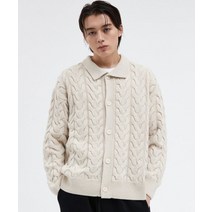 브아빗 V176 웨이브 울 니트 가디건 크림 WAVE