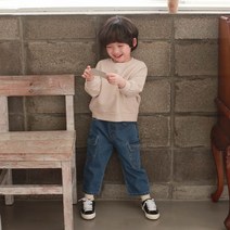 모두아동복 빈티지 워싱 카고 데님팬츠