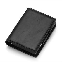 승마채찍 승마장갑 승마용품 Bycobecy-남성용 RFID 신용 카드 홀더 케이스 비즈니스 알루미늄 합금 상자 자동 지갑 스마트 미니 여성 머니 백, x-36-크레이지 블랙