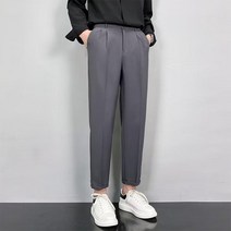 수입 봄 가을 남자 슬랙스 대학생 회사원 데일리 바지 와이드 테이퍼드핏 통넓은 팬츠 치트키 밴딩 면접 소개팅 나일론 면바지 부츠컷 키큰쇼핑
