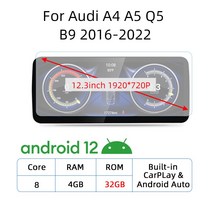 아우디 카플레이 안드로이드 12 시스템 8 코어 자동차 라디오 아우디 A4 B9 A5 Q5 - 와이파이 4G + 128GB BT IPS 터치 자동 멀티미디어 스테레, [01] 4G32 8581