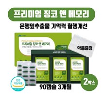 프리미엄 징코 앤 메모리 두뇌 인지력 진코 영양제 기억력 혈행건강 도움 60대 70대 집중력 은행잎추출물 건강기능식품, 500mg X 90캡슐 2개