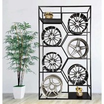 자동차 타이어 휠 진열대 정비소 랙 거치대 전시 선반, 원형(6칸) 타이어 휠 진열대