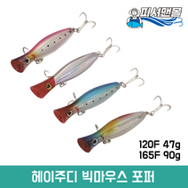 포퍼 120F 47g / 165F 90g 플로팅 파핑낚시 탑워터 빅게임 포퍼 빅베이트 헤이주디 빅마우스, 레드헤드, 120F(47g)