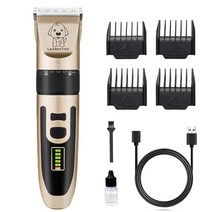 Ahoaran 강아지 전문 클리퍼 USB 충전식 무선 반려동물 그루밍 키트 저소음 빗 4개가 있는 탈착식 블레이드 전기 반려동물 헤어 트리머 면도기 가위 소형 및 대형견